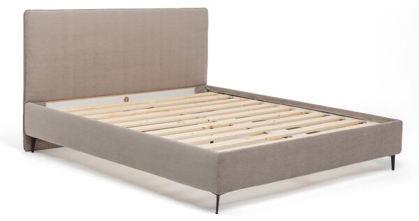 Pat matrimonial taupe tapițat cu somieră 160x200 cm Noira Slim – Bonami Selection