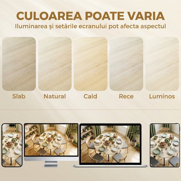 HOMCOM Masă Pliabilă pentru 2-6 Persoane, Cadru Dublu X din Oțel, Finisaj Natural | Aosom Romania