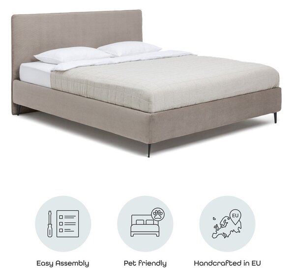 Pat matrimonial taupe tapițat cu somieră 160x200 cm Noira Slim – Bonami Selection