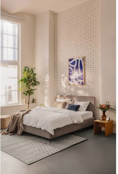 Pat matrimonial taupe tapițat cu somieră 160x200 cm Noira Slim – Bonami Selection
