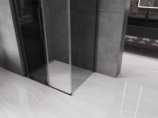 Mexen Velar L, cabină de duș cu ușă glisantă 90 x 70 cm, sticlă gri 8 mm, negru mat, 871-090-070-43-70