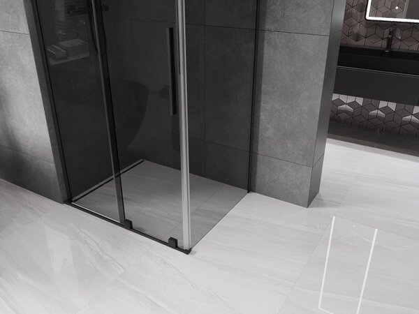 Mexen Velar L, cabină de duș cu ușă glisantă 90 x 70 cm, sticlă gri 8 mm, negru mat, 871-090-070-43-70