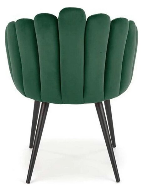 Scaun tapitat K410, verde/negru, stofa catifelata/metal, 65x62x85 cm