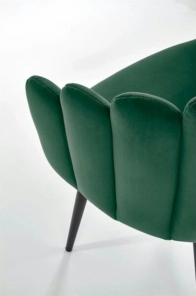 Scaun tapitat K410, verde/negru, stofa catifelata/metal, 65x62x85 cm