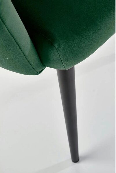 Scaun tapitat K410, verde/negru, stofa catifelata/metal, 65x62x85 cm