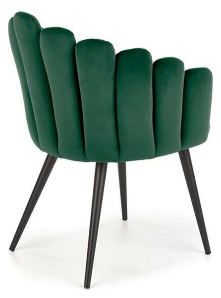 Scaun tapitat K410, verde/negru, stofa catifelata/metal, 65x62x85 cm