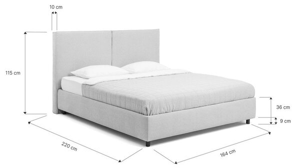Pat matrimonial albastru tapițat cu spațiu de depozitare cu somieră 160x200 cm Myra Bold – Bonami Selection