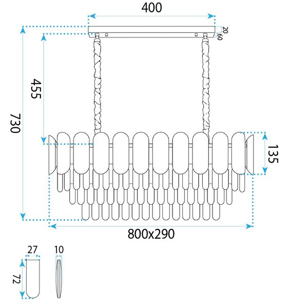Lampă suspendată din cristal SWE101-CP GOLD