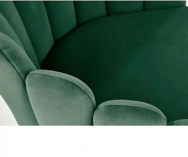 Scaun tapitat K410, verde/negru, stofa catifelata/metal, 65x62x85 cm