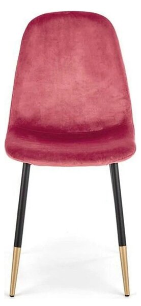 Scaun tapitat K379, rosu/negru, stofa catifelata/metal, 45x48x88 cm