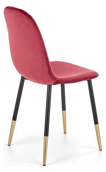 Scaun tapitat K379, rosu/negru, stofa catifelata/metal, 45x48x88 cm