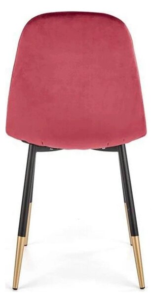Scaun tapitat K379, rosu/negru, stofa catifelata/metal, 45x48x88 cm