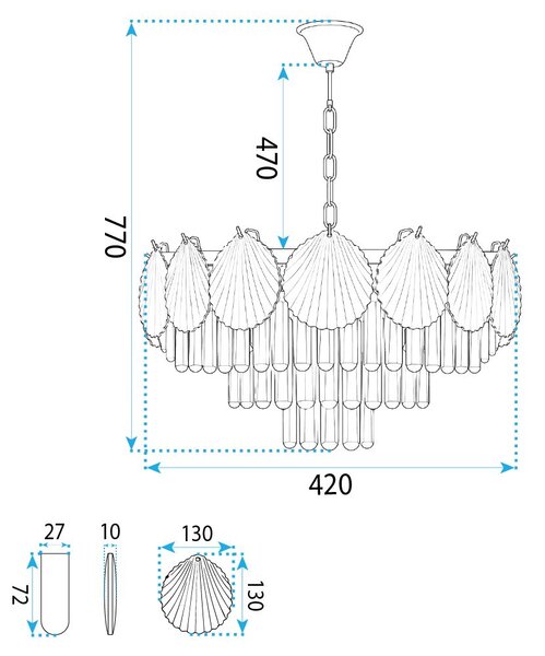 Lampă suspendată din cristal SWE083-CP 40cm GOLD