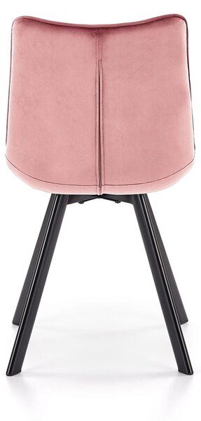 Scaun K332, roz/negru, stofa catifelata/metal, 46x61x84 cm