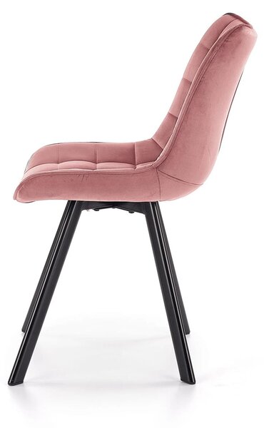 Scaun K332, roz/negru, stofa catifelata/metal, 46x61x84 cm