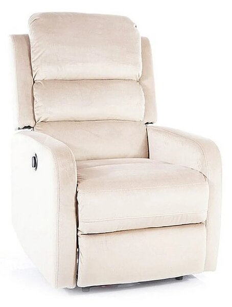 Fotoliu recliner PEGAZ, stofa catifelata bej - Bluvel 28, 64x88/160x10