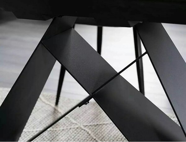 Masa moderna dining Westin SC, alb cu efect de marmura/negru, ceramica