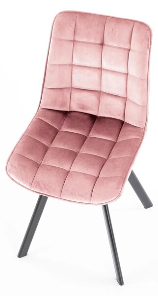 Scaun K332, roz/negru, stofa catifelata/metal, 46x61x84 cm
