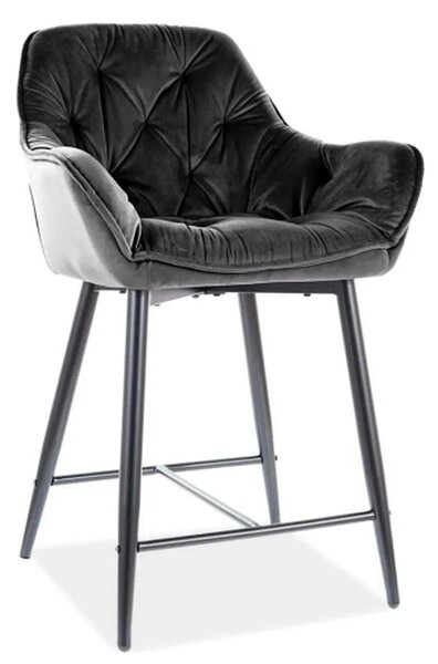 Scaun bar living CHERRY H-2, negru - Bluvel 19, stofa catifelata/metal