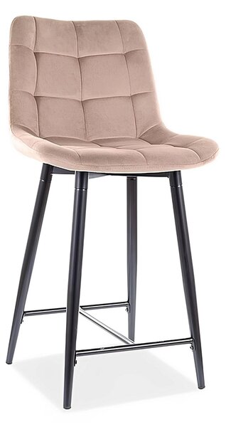 Scaun bar textil CHIC H-2, bej - Bluvel 28/negru, stofa catifelata/met