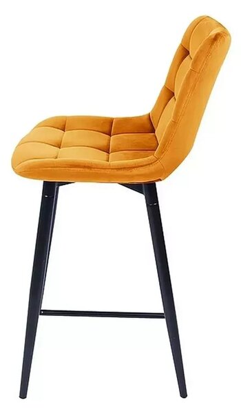 Scaun bar CHIC H-2, galben - Bluvel 68/negru, stofa catifelata/metal