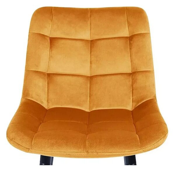 Scaun bar CHIC H-2, galben - Bluvel 68/negru, stofa catifelata/metal