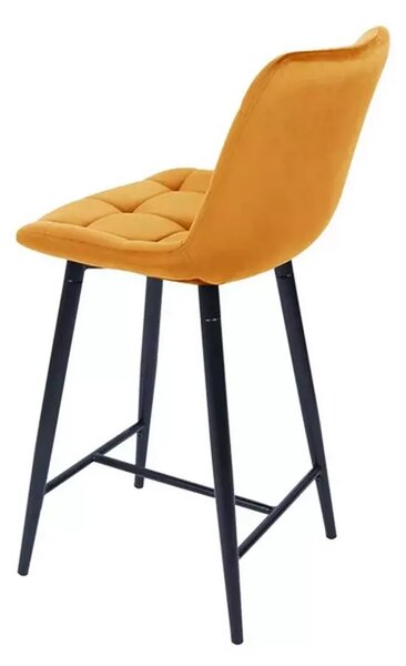 Scaun bar CHIC H-2, galben - Bluvel 68/negru, stofa catifelata/metal