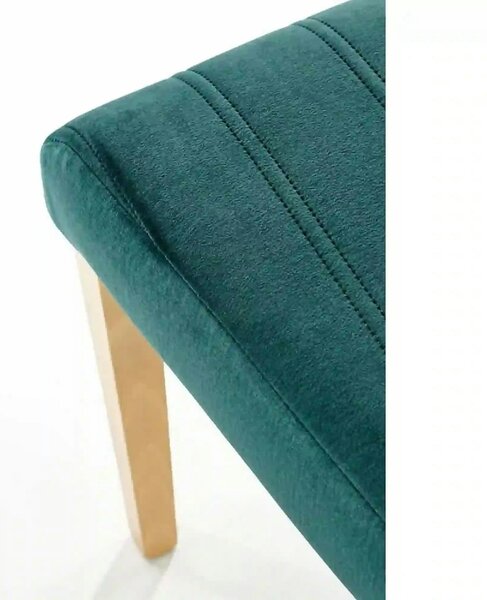 Scaun DIEGO 3, verde/stejar miere, stofa catifelata/lemn de fag, 47x59