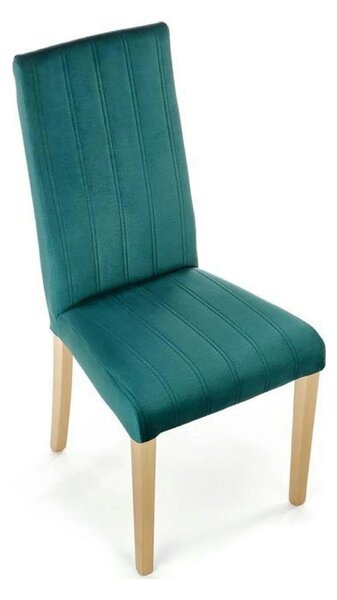 Scaun DIEGO 3, verde/stejar miere, stofa catifelata/lemn de fag, 47x59