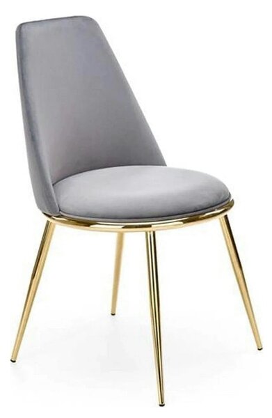 Scaun K460, gri/auriu, stofa catifelata/metal, 49x54x84 cm