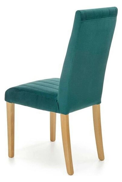 Scaun DIEGO 3, verde/stejar miere, stofa catifelata/lemn de fag, 47x59