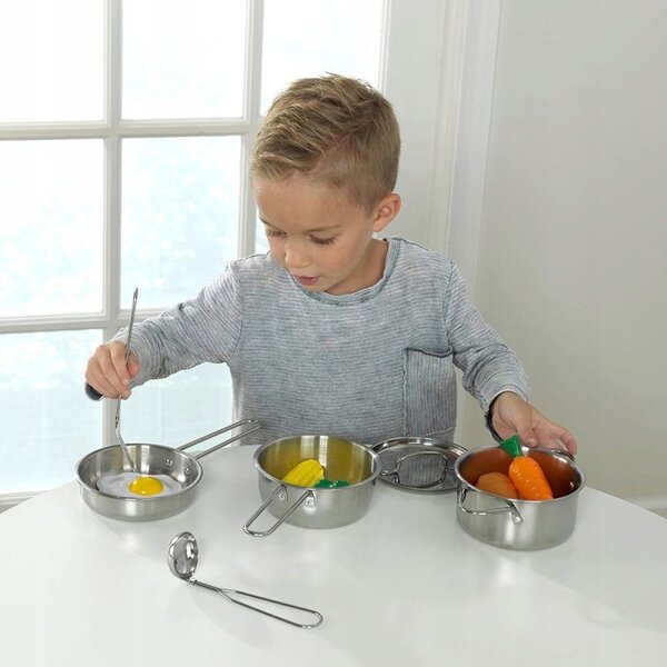 Set accesorii bucatarie pentru copii, sort, vase si ustensile de gatit, 12 elemente