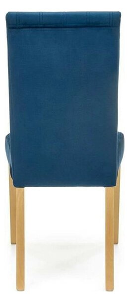 Scaun DIEGO 3, albastru marin/stejar miere, stofa catifelata/lemn de f