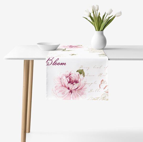 Goldea napron de masă 100% bumbac - bujori cu versuri 35x140 cm