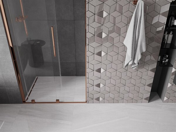 Mexen Velar, usa culisanta pana la deschidere 70x200 cm, sticla transparenta 8 mm, profil auriu roz, 871-070-000-01-60