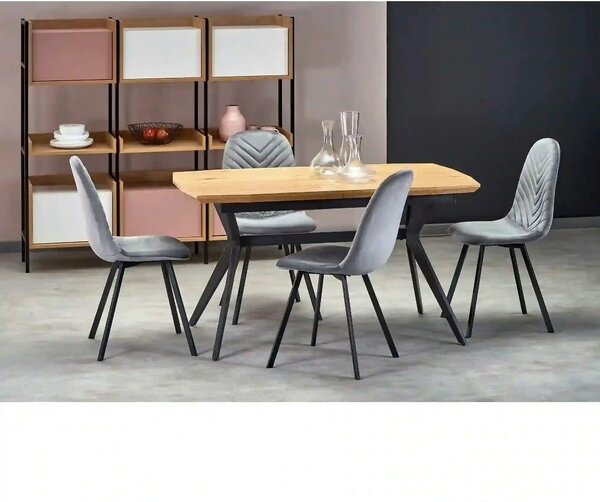 Scaun K462, gri/negru, stofa catifelata/metal, 45x57x82 cm