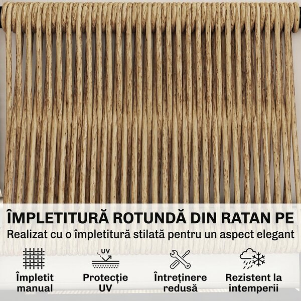 Outsunny Set Grădină, 5 Piese, Rattan Modular în L cu Perne, Culoare Bej | Aosom Romania