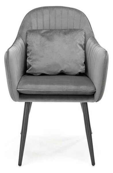 Scaun K464, gri/negru, stofa catifelata/metal, 58x59x84 cm