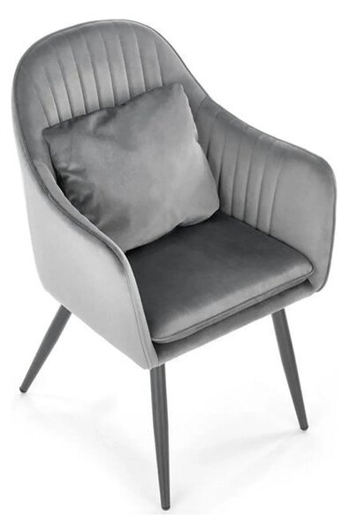 Scaun K464, gri/negru, stofa catifelata/metal, 58x59x84 cm