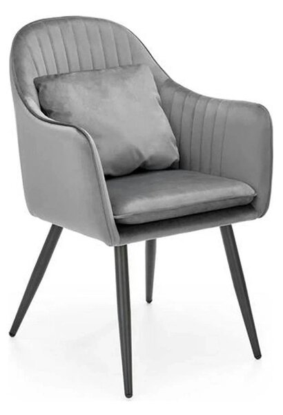 Scaun K464, gri/negru, stofa catifelata/metal, 58x59x84 cm