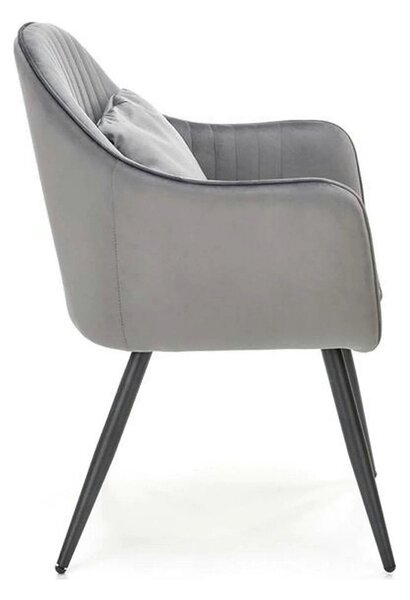 Scaun K464, gri/negru, stofa catifelata/metal, 58x59x84 cm