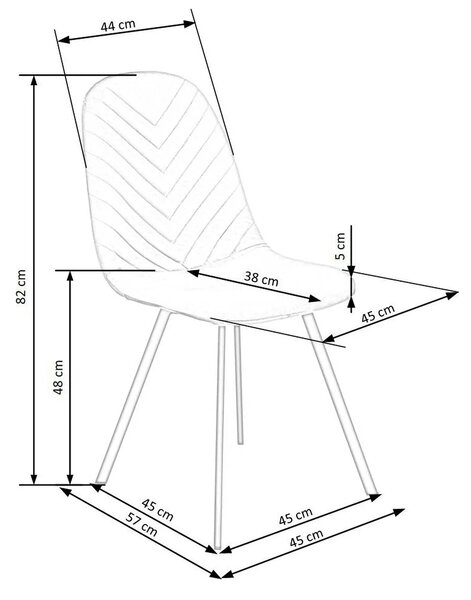 Scaun K462, gri/negru, stofa catifelata/metal, 45x57x82 cm