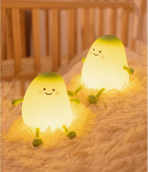 Lampa de veghe, LED SMD alb cald, incarcare USB C, 15 lm, 800mah, silicon verde