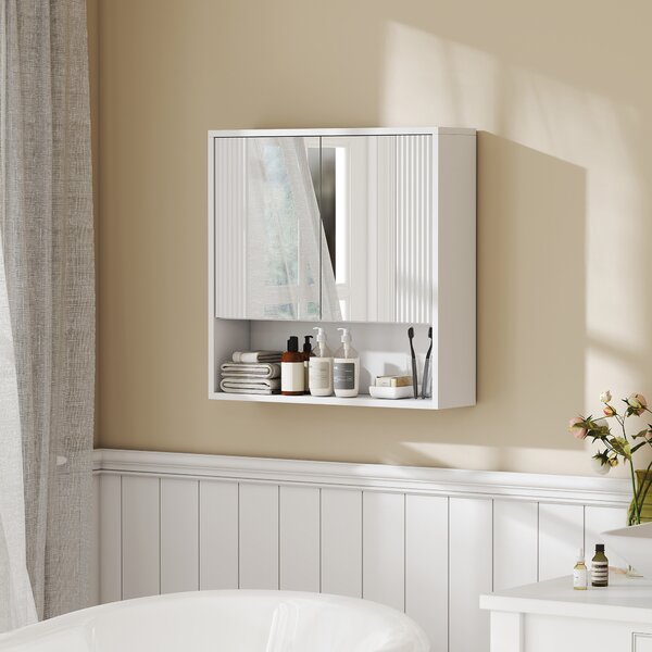 HOMCOM，Dulap de Baie Suspendat, Uși Soft-close, Raft Reglabil，60 x 16 x 60 cm，Alb | Aosom Romania