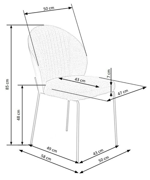 Scaun K471, gri/negru, stofa/piele ecologica, 50x58x85 cm