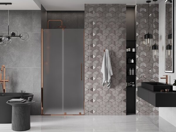 Mexen Velar, usa de dus culisanta pentru deschidere 100 cm, sticla mat 8 mm, aur roz, 871-100-000-31-60