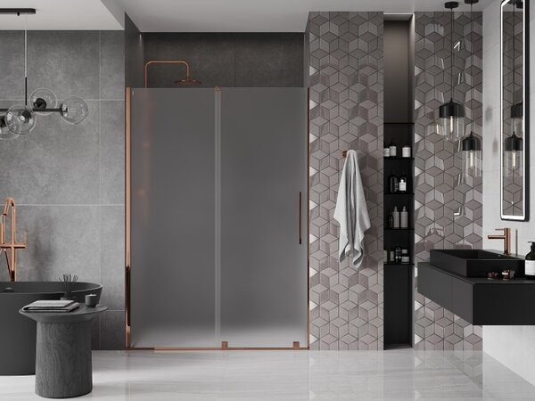Mexen Velar, usa de dus culisanta pentru deschidere 150 cm, sticla mat 8 mm, aur roz, 871-150-000-31-60
