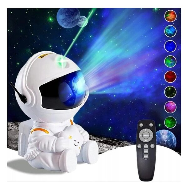 Proiector galaxie LED RGB si laser, control telecomanda, USB, 5W, forma astronaut