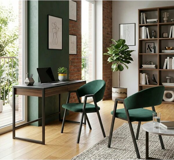 Scaun K473, stofa catifelata verde inchis, 54x58x82 cm
