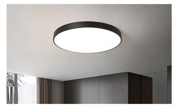 Plafoniera LED Vesna, 90W, diametru 78 cm, 9000 lm, montare pe tavan, otel si PC, negru